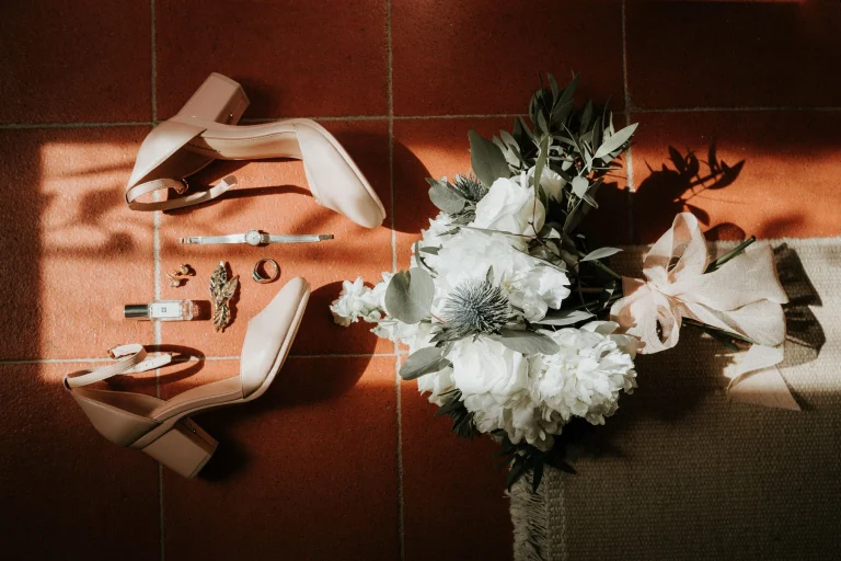 The wedding dress and accessories